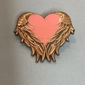 Pinmart heart angel wings lapel pin
